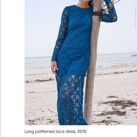 Maje Rosanne Lace Dress Bleu Guipure Maxi Long XS - Picture 6 of 13